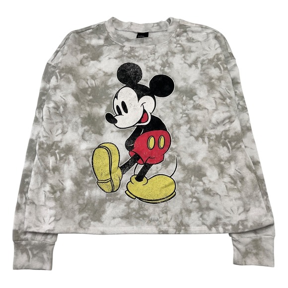 Disney Sweaters - Disney Women's Mickey Mouse Tie-Dye Sweater Long Sleeve Cropped Pullover Size XS